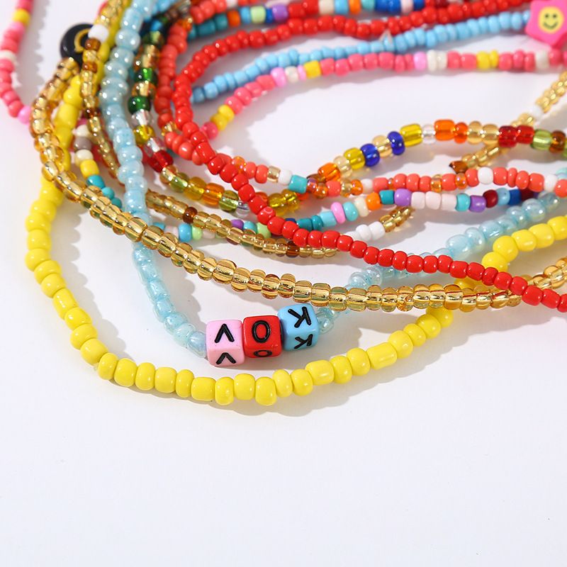 Hot Sale Rice Bead Chain Multi-Layer Candy Winding Bracelet Ins Fashion Handmade Colorful Beaded Waist Chain Colorful Fashion Decoration