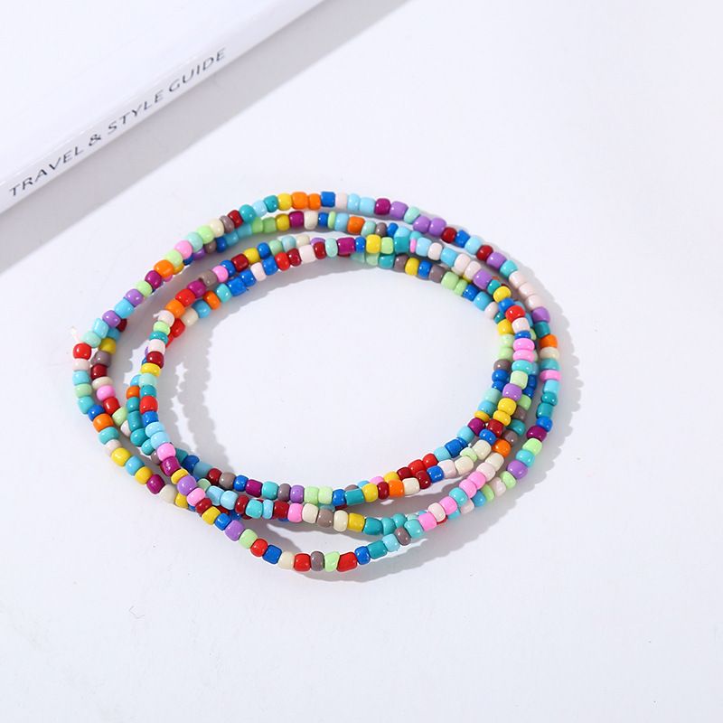 Hot Sale Rice Bead Chain Multi-Layer Candy Winding Bracelet Ins Fashion Handmade Colorful Beaded Waist Chain Colorful Fashion Decoration