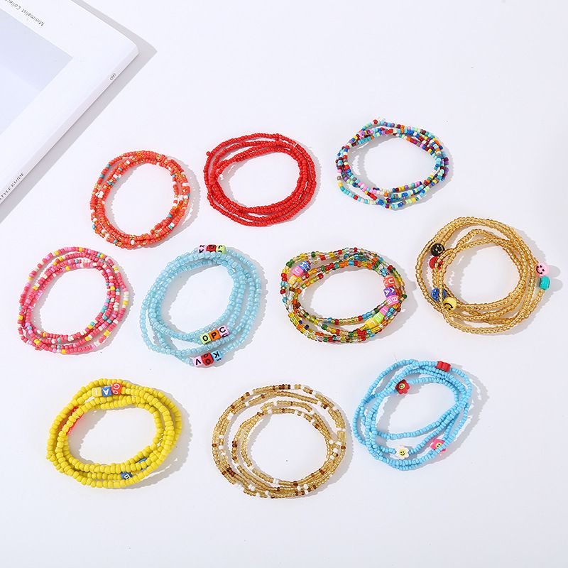 Hot Sale Rice Bead Chain Multi-Layer Candy Winding Bracelet Ins Fashion Handmade Colorful Beaded Waist Chain Colorful Fashion Decoration