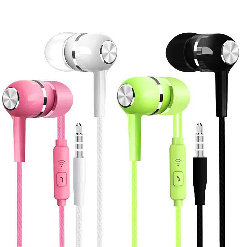 3.5mm Round Hole S12 Heavy Bass In-Ear Wired Earphones Crystal Line With Microphone Electroplating Ring Universal Earphones For Mobile Phones Laptop PC