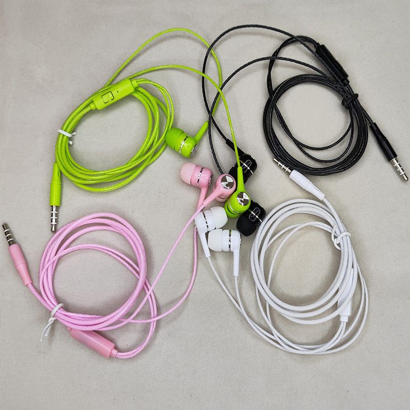 3.5mm Round Hole S12 Heavy Bass In-Ear Wired Earphones Crystal Line With Microphone Electroplating Ring Universal Earphones For Mobile Phones Laptop PC