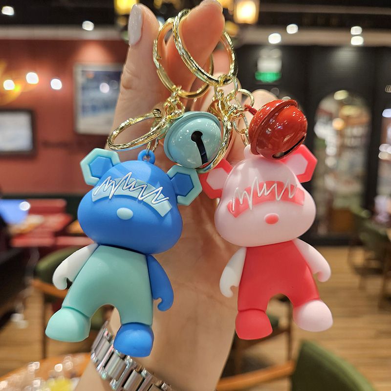Cartoon Trendy Cool Lightning Bear Keychain Creative Couple Car Bag Keychain Pendant Small Gift Spot