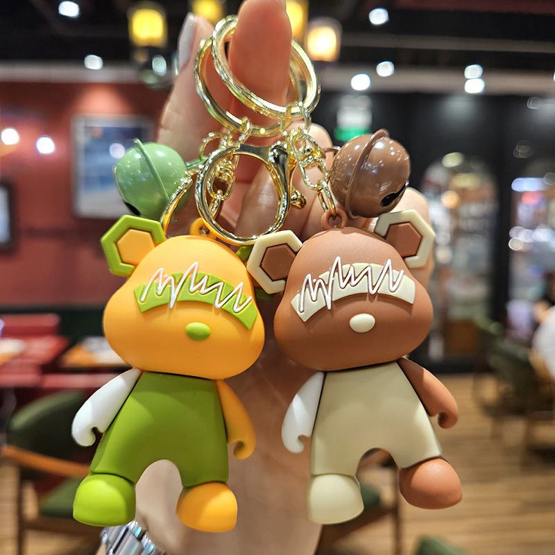 Cartoon Trendy Cool Lightning Bear Keychain Creative Couple Car Bag Keychain Pendant Small Gift Spot