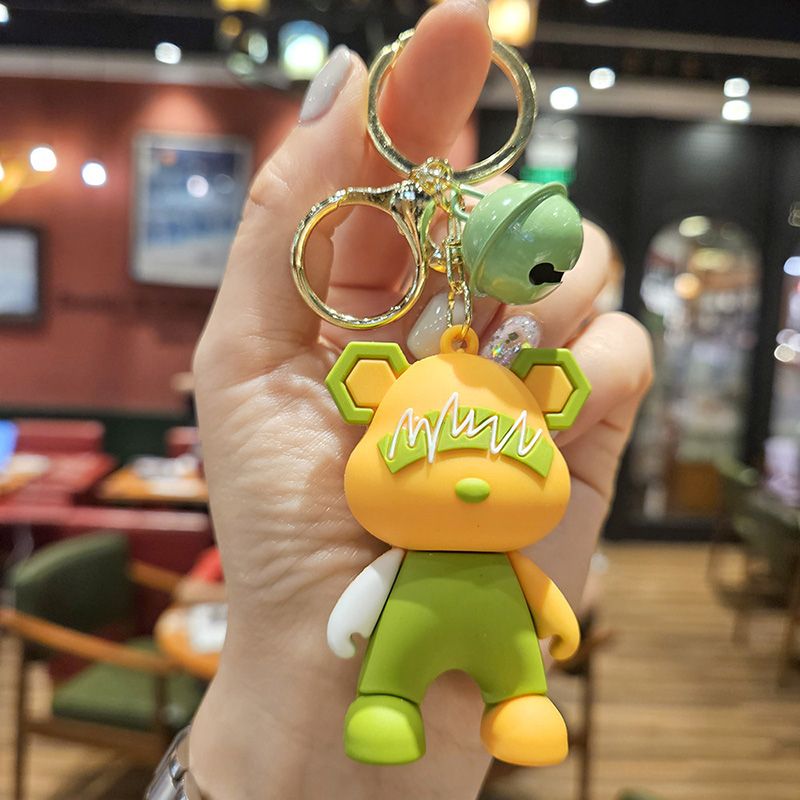 Cartoon Trendy Cool Lightning Bear Keychain Creative Couple Car Bag Keychain Pendant Small Gift Spot