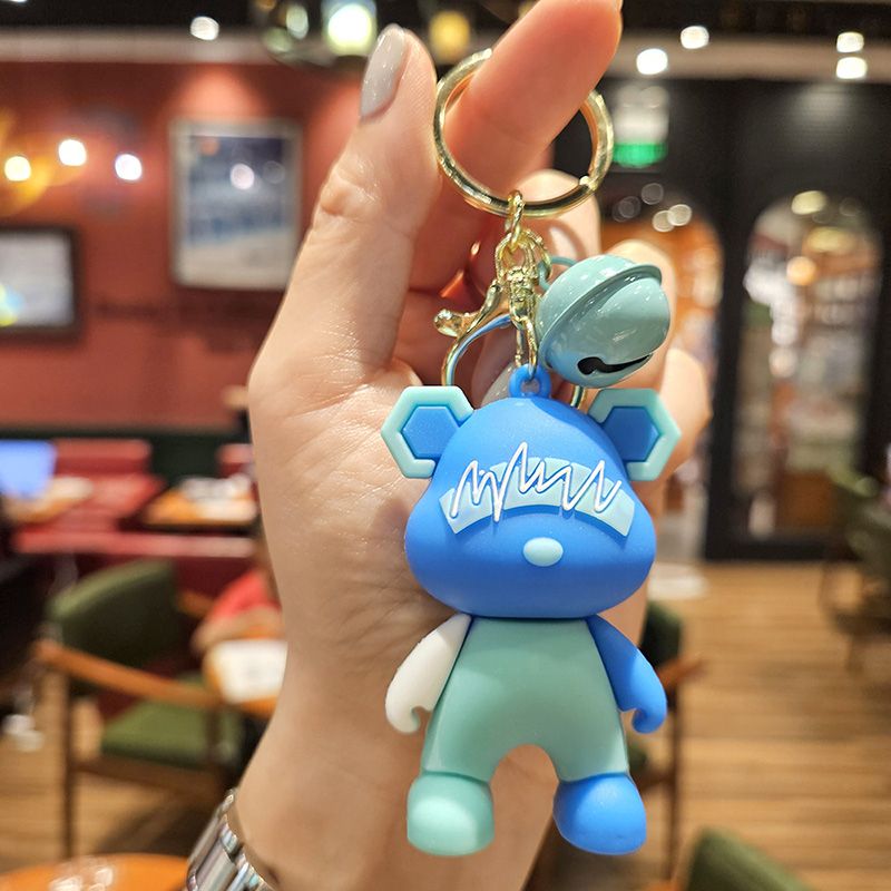 Cartoon Trendy Cool Lightning Bear Keychain Creative Couple Car Bag Keychain Pendant Small Gift Spot