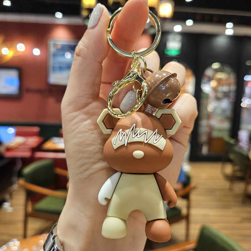 Cartoon Trendy Cool Lightning Bear Keychain Creative Couple Car Bag Keychain Pendant Small Gift Spot