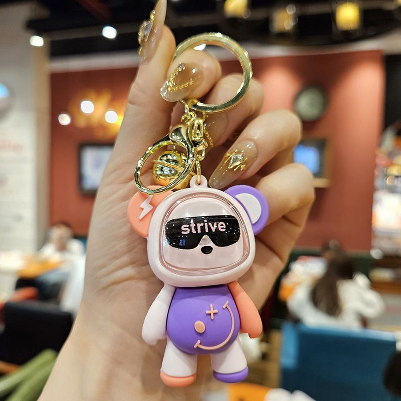 New Cartoon Light Up Bear Keychain Pendant Couple Luminous Doll Car Keychain Pendant Gift
