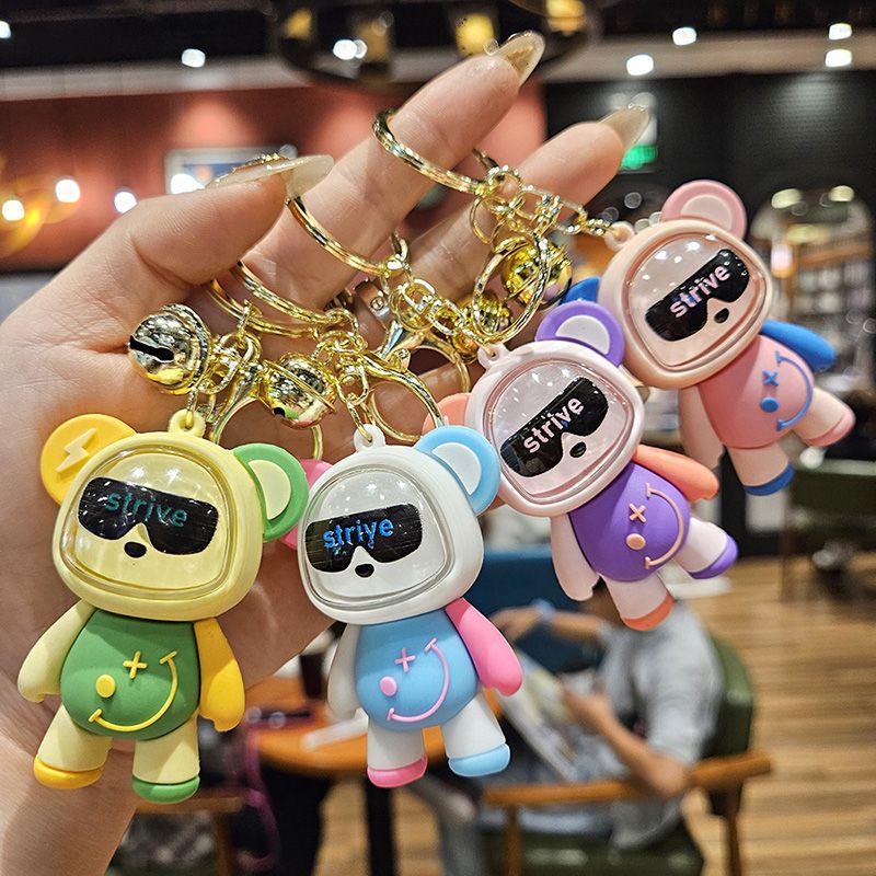 New Cartoon Light Up Bear Keychain Pendant Couple Luminous Doll Car Keychain Pendant Gift