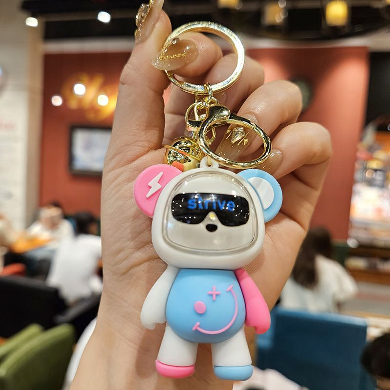 New Cartoon Light Up Bear Keychain Pendant Couple Luminous Doll Car Keychain Pendant Gift