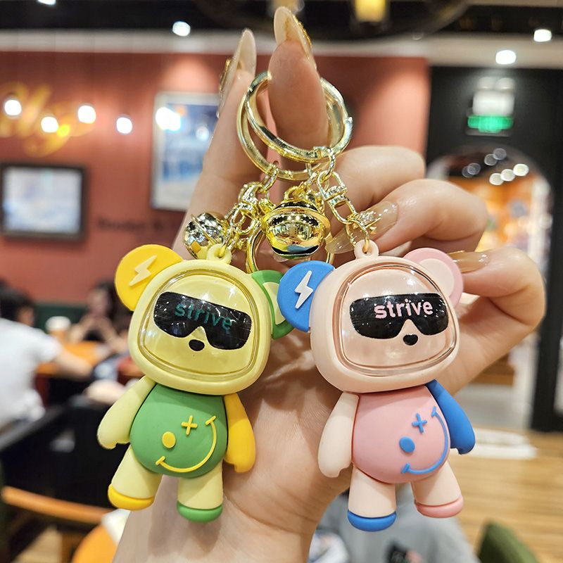 New Cartoon Light Up Bear Keychain Pendant Couple Luminous Doll Car Keychain Pendant Gift