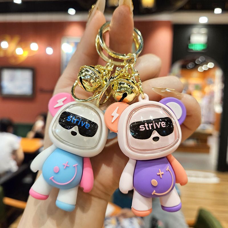 New Cartoon Light Up Bear Keychain Pendant Couple Luminous Doll Car Keychain Pendant Gift