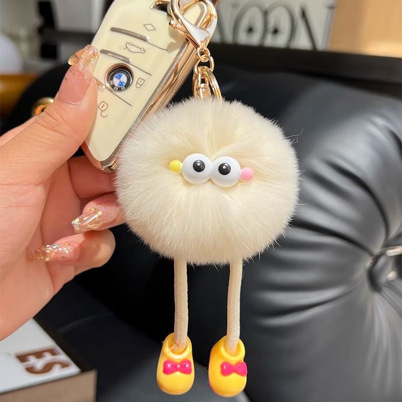 Cute Imitation Accessories Rex Rabbit Long Legs Small Coal Ball Car Keychain Pendant Plush Bag Pendant Gift Doll