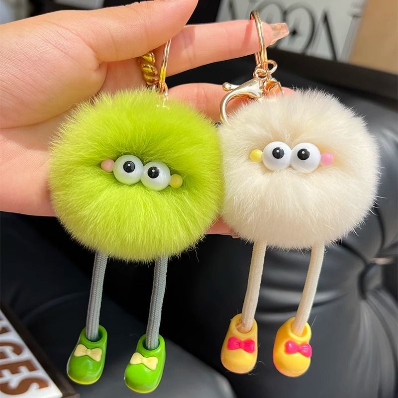 Cute Imitation Accessories Rex Rabbit Long Legs Small Coal Ball Car Keychain Pendant Plush Bag Pendant Gift Doll