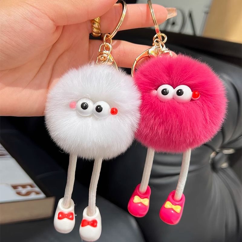 Cute Imitation Accessories Rex Rabbit Long Legs Small Coal Ball Car Keychain Pendant Plush Bag Pendant Gift Doll