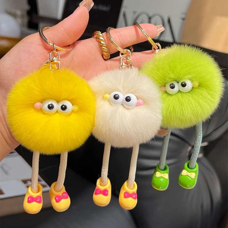 Cute Imitation Accessories Rex Rabbit Long Legs Small Coal Ball Car Keychain Pendant Plush Bag Pendant Gift Doll