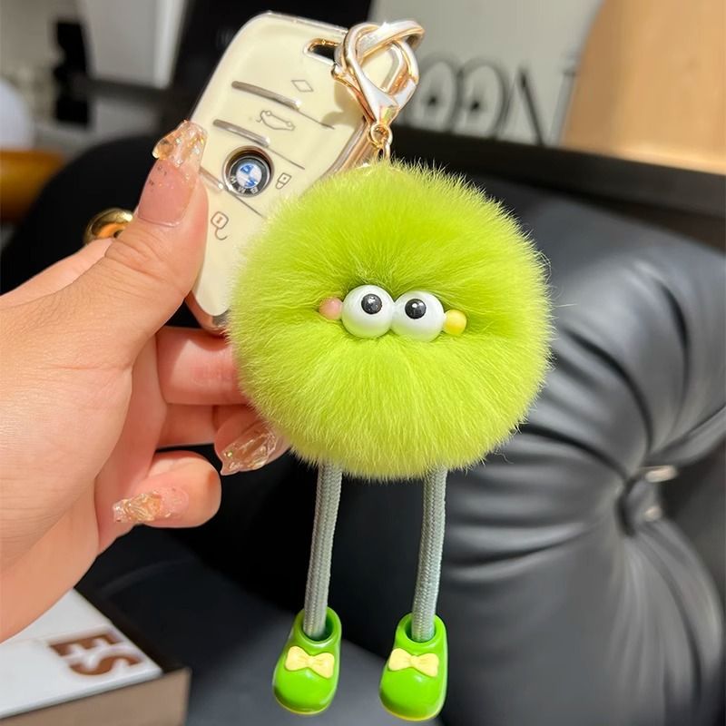 Cute Imitation Accessories Rex Rabbit Long Legs Small Coal Ball Car Keychain Pendant Plush Bag Pendant Gift Doll