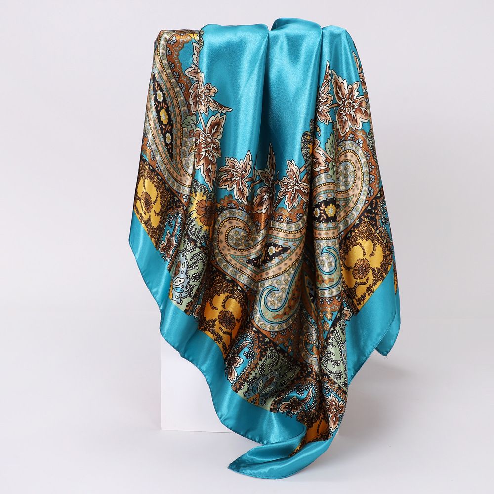 Best-Selling Classic Style Cashew Pattern Scarf For Women Trendy And Versatile Shawl Imitation Silk Headscarf 90*90cm Fashionable Printed Square Scarves