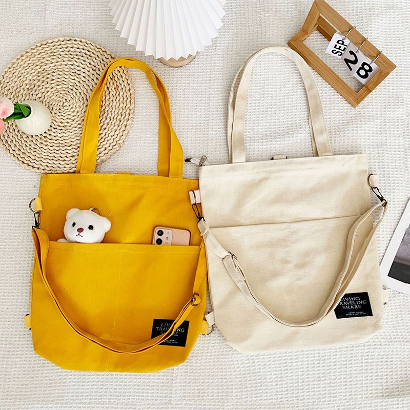 Multi Purpose Men's Women's Shoulder Canvas Bag Fashionable Simple Practica Canvas Shopping Bag Attending Classes Stand-Type Single Shoulder Bag