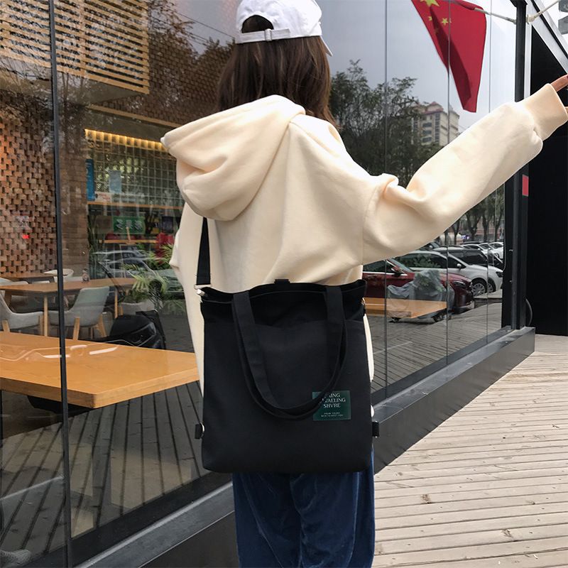 Multi Purpose Men's Women's Shoulder Canvas Bag Fashionable Simple Practica Canvas Shopping Bag Attending Classes Stand-Type Single Shoulder Bag