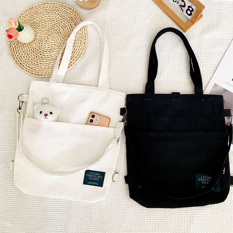Multi Purpose Men's Women's Shoulder Canvas Bag Fashionable Simple Practica Canvas Shopping Bag Attending Classes Stand-Type Single Shoulder Bag