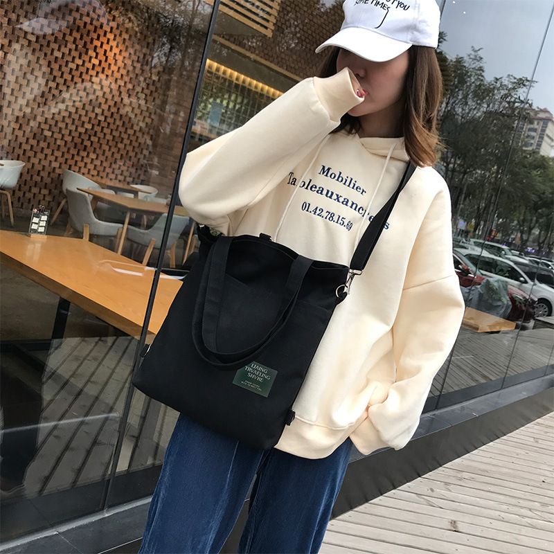 Multi Purpose Men's Women's Shoulder Canvas Bag Fashionable Simple Practica Canvas Shopping Bag Attending Classes Stand-Type Single Shoulder Bag