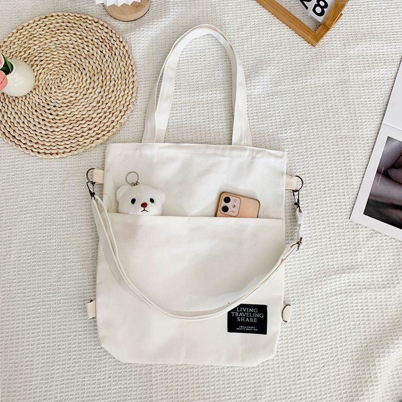 Multi Purpose Men's Women's Shoulder Canvas Bag Fashionable Simple Practica Canvas Shopping Bag Attending Classes Stand-Type Single Shoulder Bag