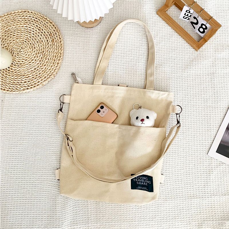 Multi Purpose Men's Women's Shoulder Canvas Bag Fashionable Simple Practica Canvas Shopping Bag Attending Classes Stand-Type Single Shoulder Bag