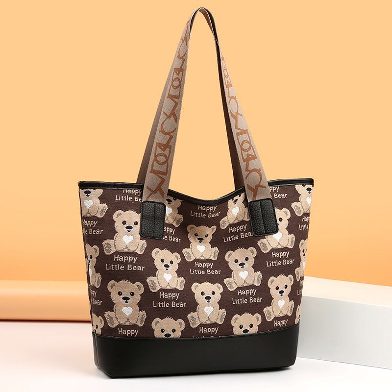 Practical Large-Capacity Small Bear Canvas Bag Women's Handheld Single Shoulder Bag Multi-Purpose Small Bear Single Shoulder Bag