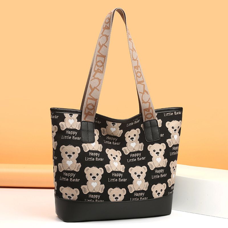 Practical Large-Capacity Small Bear Canvas Bag Women's Handheld Single Shoulder Bag Multi-Purpose Small Bear Single Shoulder Bag