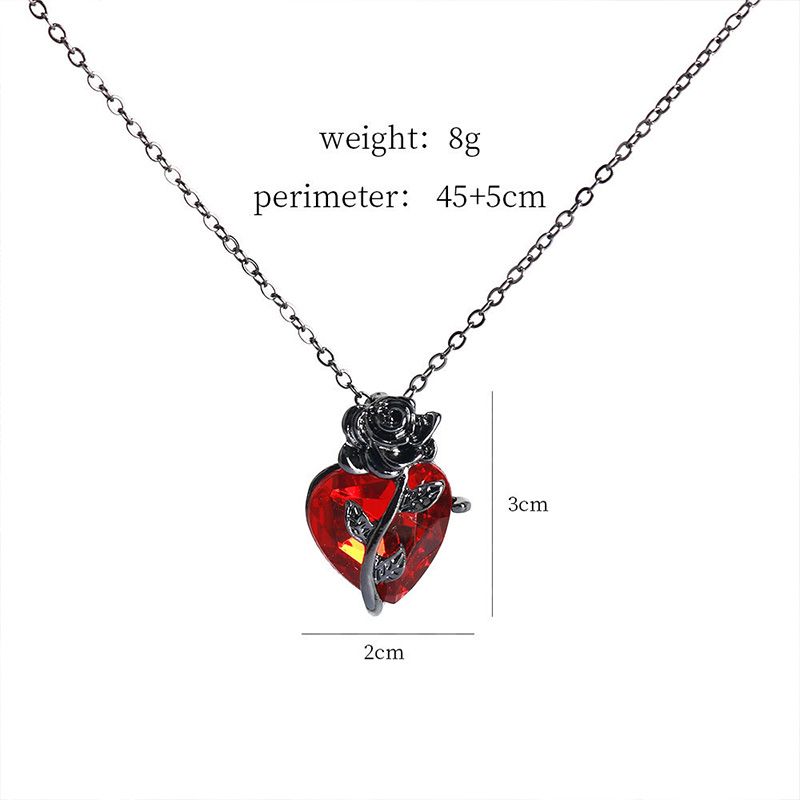 Temperament Light Luxury Niche Design Love Rose Necklace Gothic Dark Design Tangled Flowers Heart-Shaped Collarbone Chain Birthday Gift