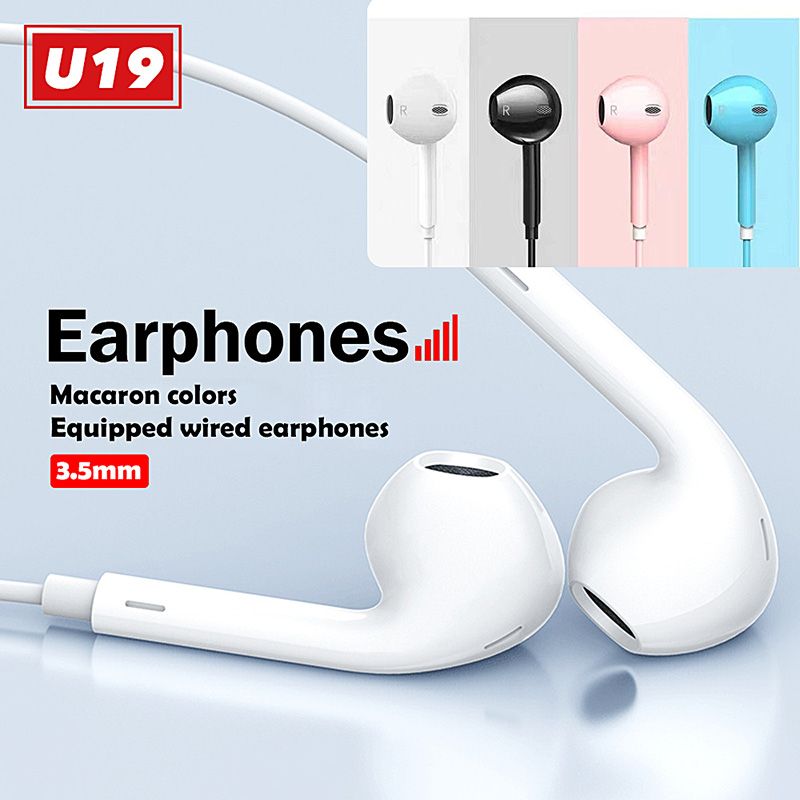 3.5mm Round Hole U19 Macaron Multi-Color Optional Wired Earphones With Microphone Universal Earphones For Mobile Phones Laptop PC