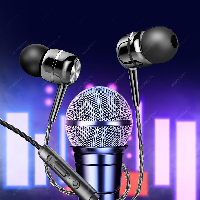 3.5mm Round Hole S12 Heavy Bass In-Ear Wired Earphones Crystal Line With Microphone Electroplating Ring Universal Earphones For Mobile Phones Laptop PC