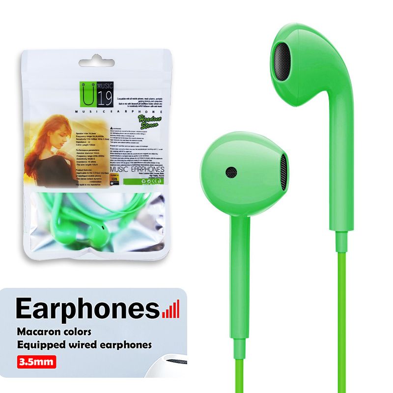 3.5mm Round Hole U19 Macaron Multi-Color Optional Wired Earphones With Microphone Universal Earphones For Mobile Phones Laptop PC