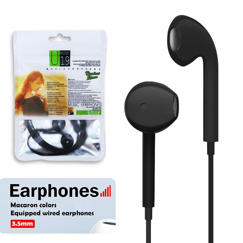 3.5mm Round Hole U19 Macaron Multi-Color Optional Wired Earphones With Microphone Universal Earphones For Mobile Phones Laptop PC
