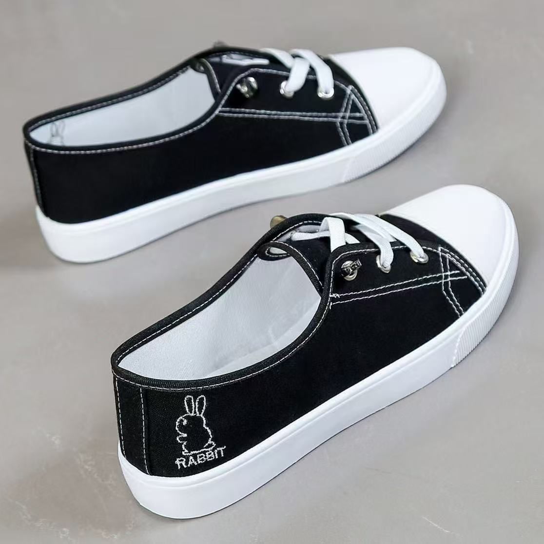 Fashion New Woman canvas shoes Cute little rabbit flat shoes sports shoesclassic women's shoes  breathable fashion sneakers student and girl sneakers fashion gifts