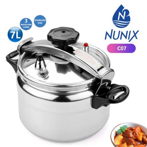 Nunix Aluminum Pressure Cooker Explosion Proof Stainless Steel Different Sizes in Litres