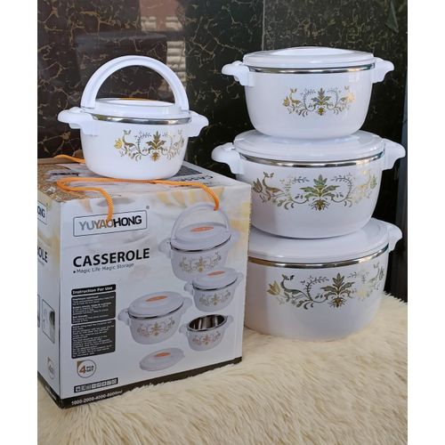 4pcs of Casserole Hotpots Food Warmer Hot Pot, Serving Dishes Serveware Set 1000, 2000, 4000 and 6000ML