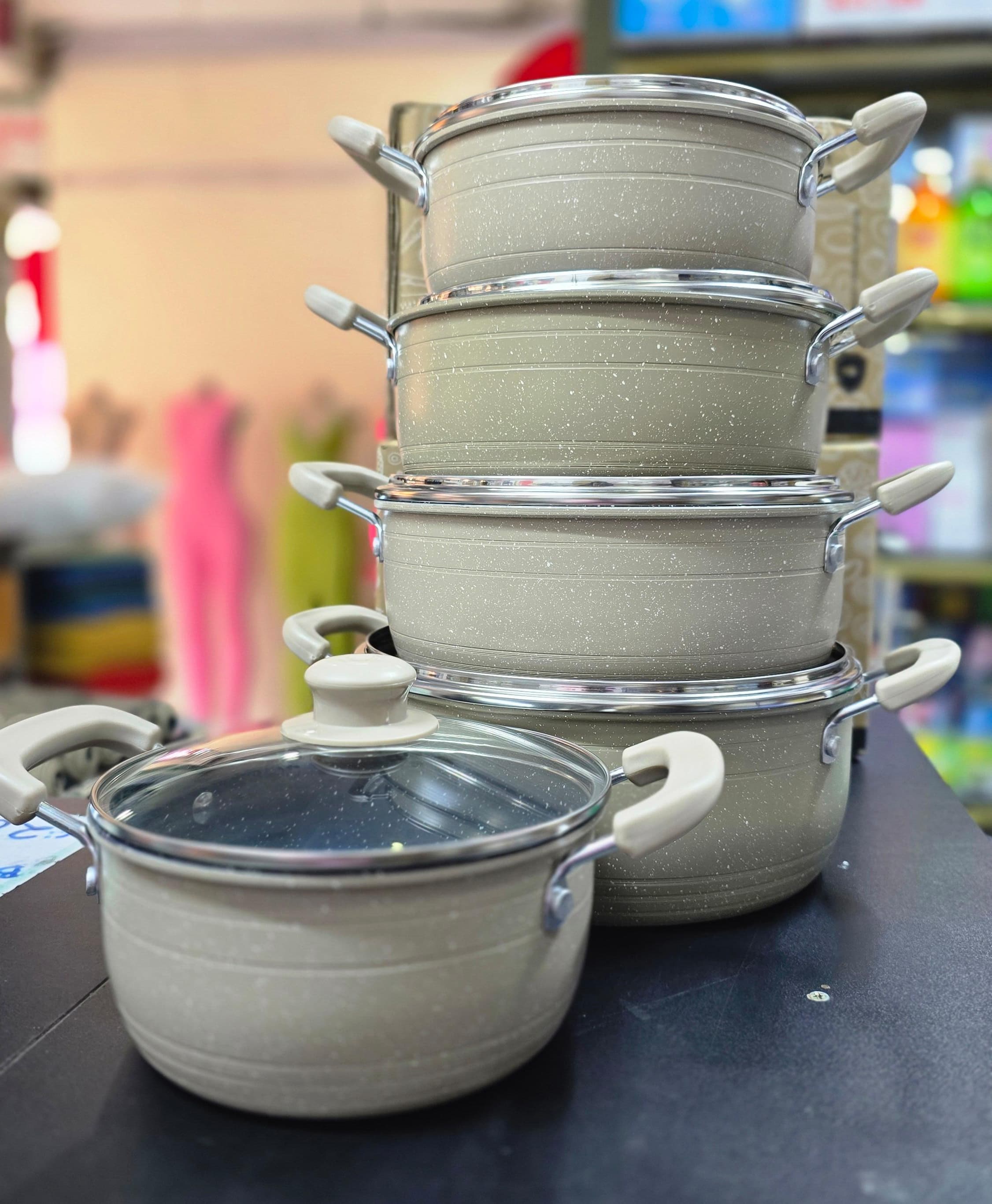 JP Jamesport 10Pcs Non-Stick Granite Cooking Pot Sufurias Cookware Set ( 5 Pots and 5 lids)