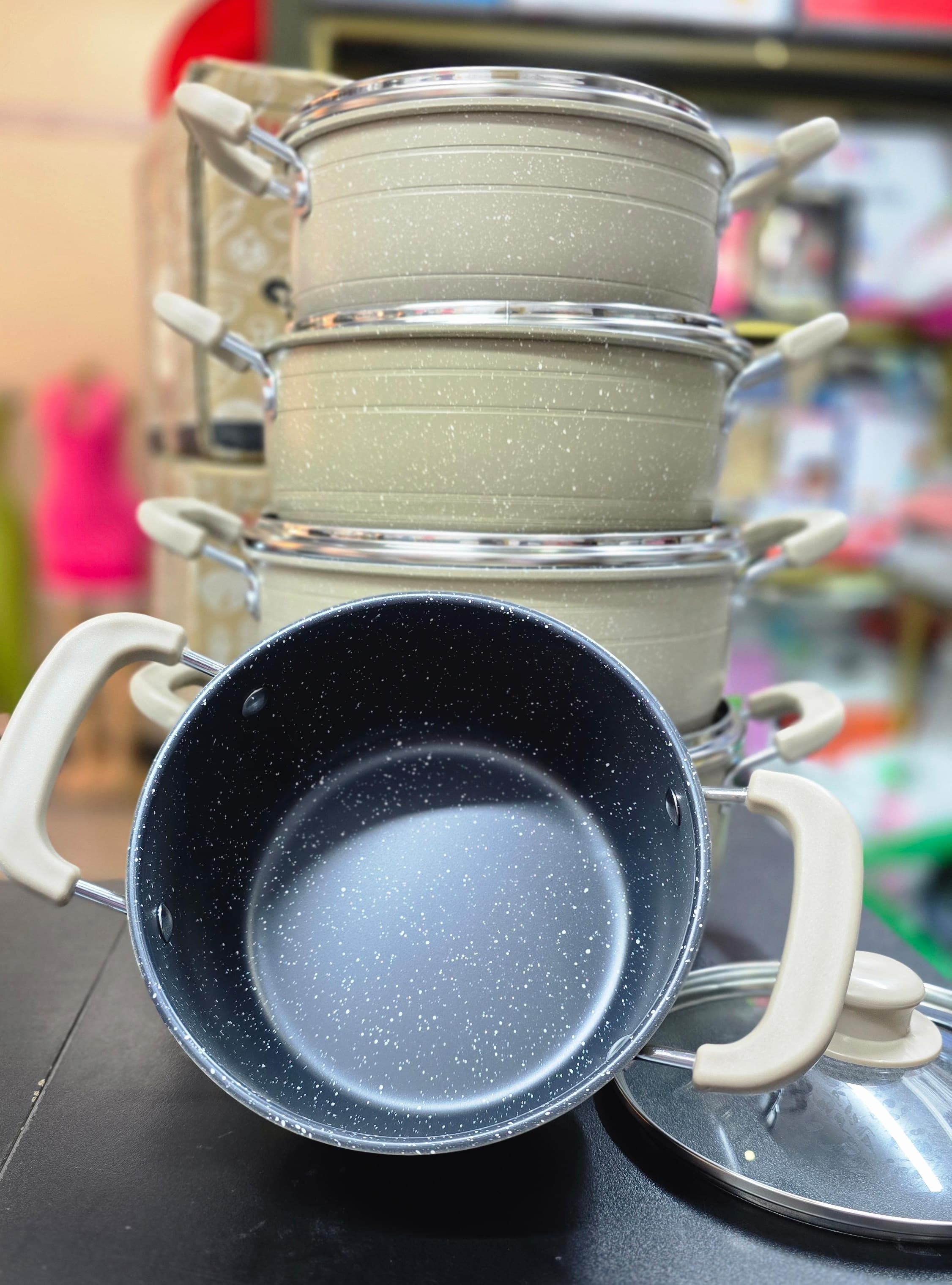 JP Jamesport 10Pcs Non-Stick Granite Cooking Pot Sufurias Cookware Set ( 5 Pots and 5 lids)