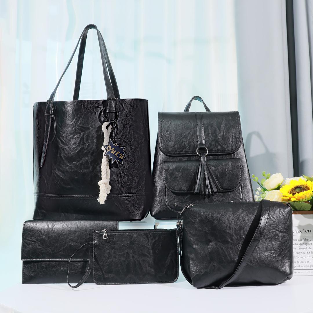 5in1 Classic Trendy Ladies Handbag Women Shoulder Bag Strap Adjustable Fashion Bag Zipper Closure Girls Crossbody Bag with Purse or Wallet and Sling Bag