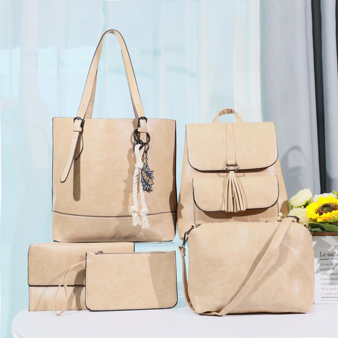 5in1 Classic Trendy Ladies Handbag Women Shoulder Bag Strap Adjustable Fashion Bag Zipper Closure Girls Crossbody Bag with Purse or Wallet and Sling Bag