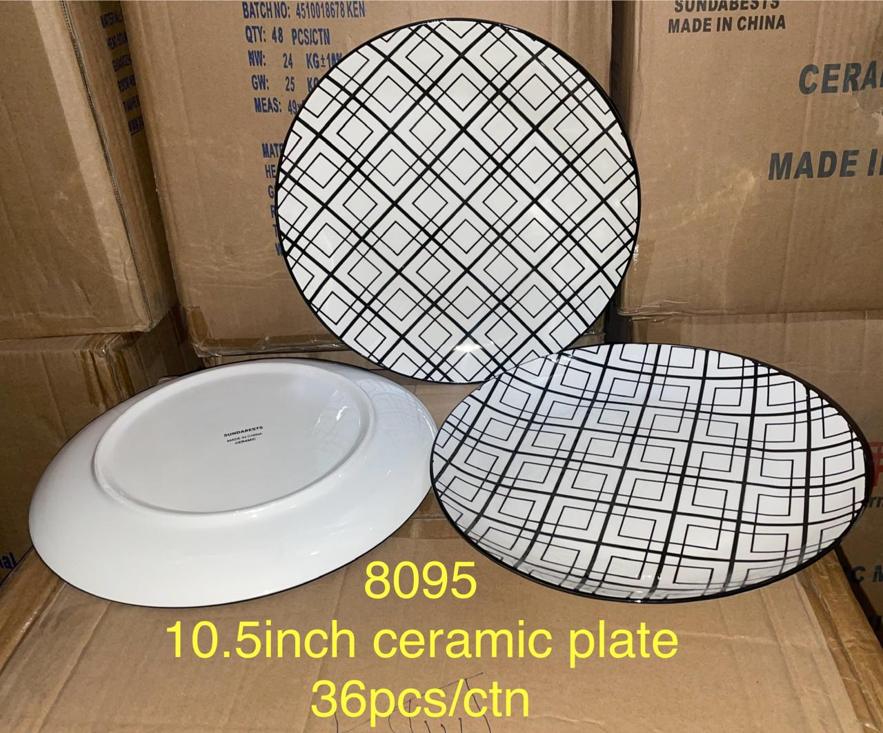 6pcs of 10.5 inch Ceramic Plates Dinner Plates Beautiful  Plate for Dining and Kitchen Households