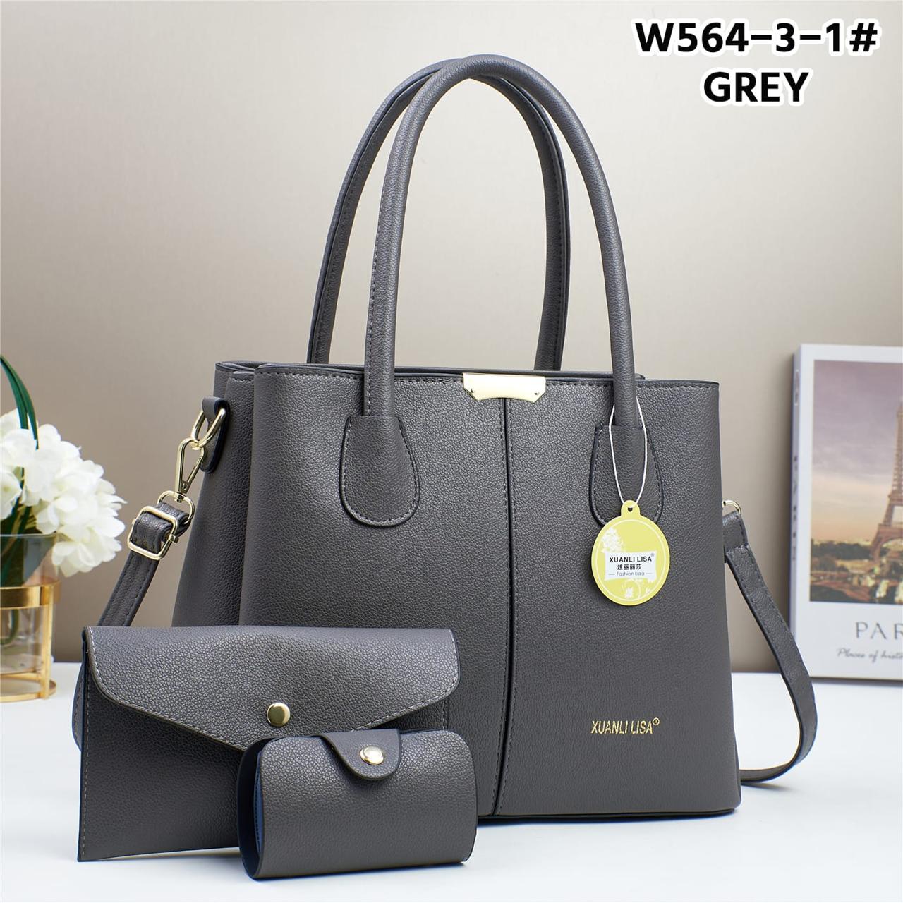 3in1 Classic Trendy Ladies Handbag Women Shoulder Bag Strap Adjustable Fashion Bag Zipper Closure Girls Crossbody Bag with Purse or Wallet Bag