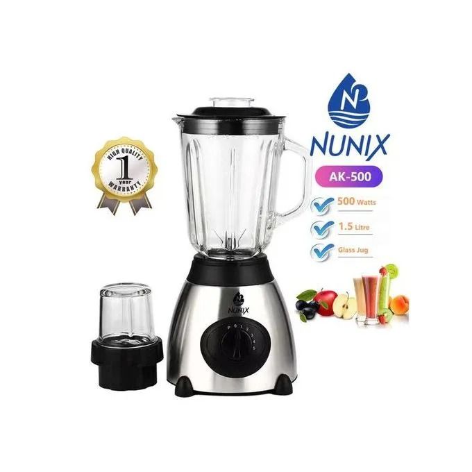 Nunix 2 In 1 1.5ltrs Blender with Grinding Machine or Grinder and Durable Motor 500W with Unbreakable Glass Jar and 5 Speeds