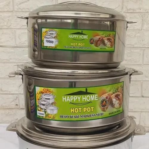 3pcs of Happy Home Etra Big sizes Hotpots Food Warmer Hot Pot, Stainless Steel Serving Dishes Serveware Set 10lts, 15lts, 20lts