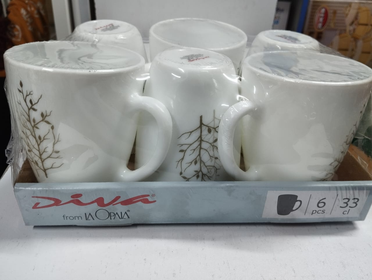 A Set of 6pcs Diva 33 cl (330ml) Tea, Coffee, Water or Juice Glass Mugs Attractive Fashionable Light & Portable Chips immune Dishwasher risk-free Cups