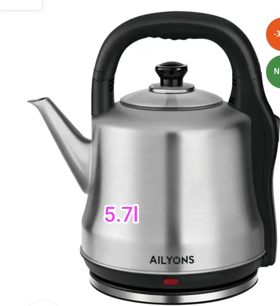 Ailyons  5.7ltrs Stainless Steel  Electric Kettle, Extra Big Capacity,  Automatic Hot Water Boiler or Heater Jug Auto Shutoff