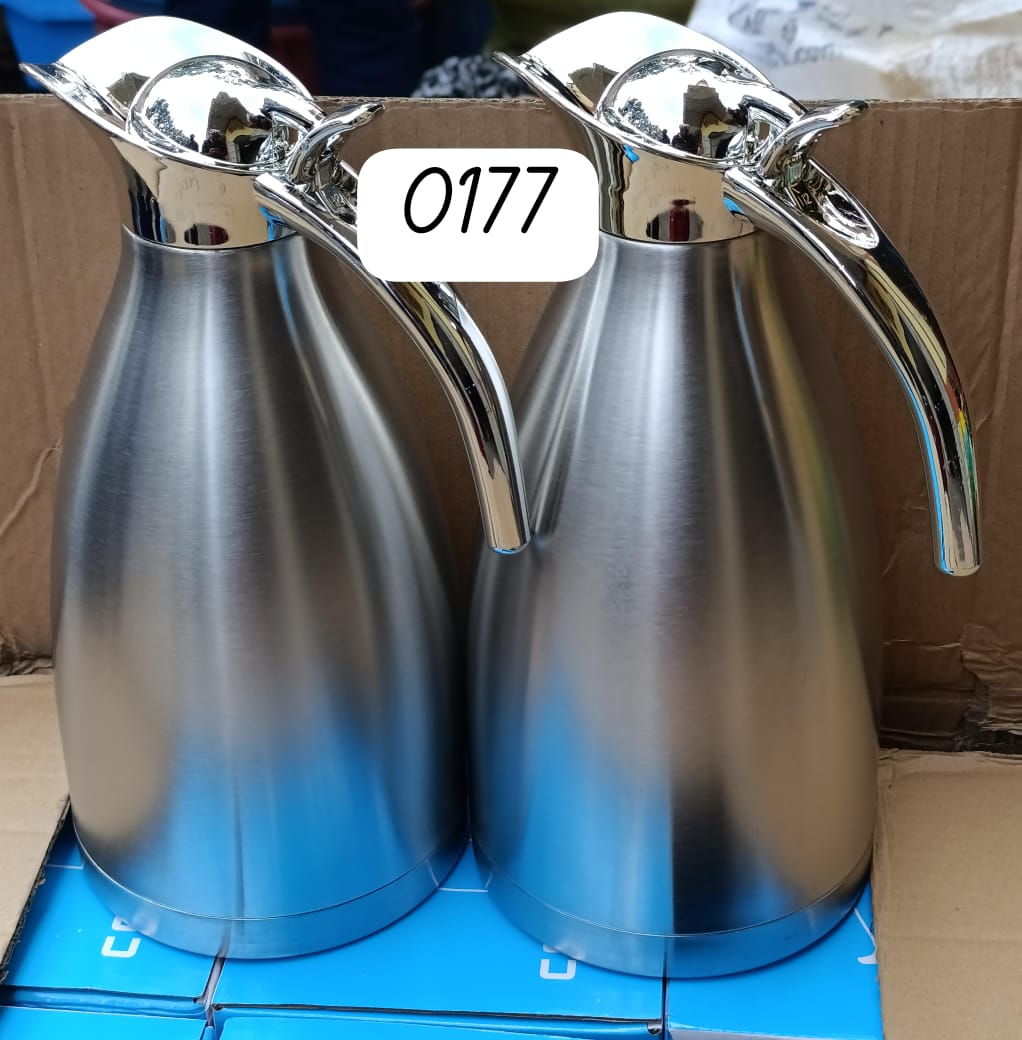 Beautiful 2ltrs  Vacuum Flask Unbreakable Double Layer Stainless Steel Silver Thermos Flask