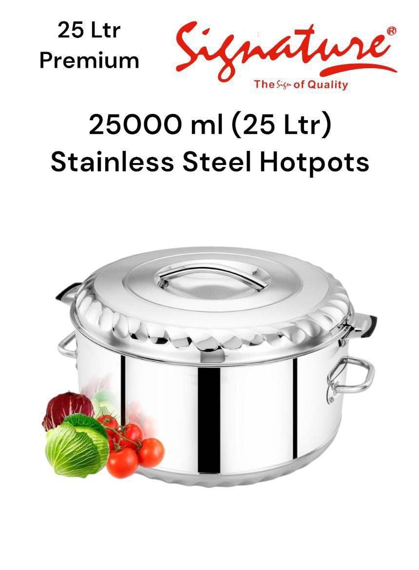 25000 ml (25 Ltr) Signature  Premium Stainless Steel Hotpots Serveware Set Serve Hot or Cold