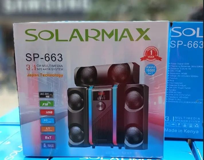 Solarmax SP-663 3.1CH Sound Mini Home Theater System Multimedia Sound Speaker System Subwoofer Surround 15000W PMPO Bluetooth Woofer